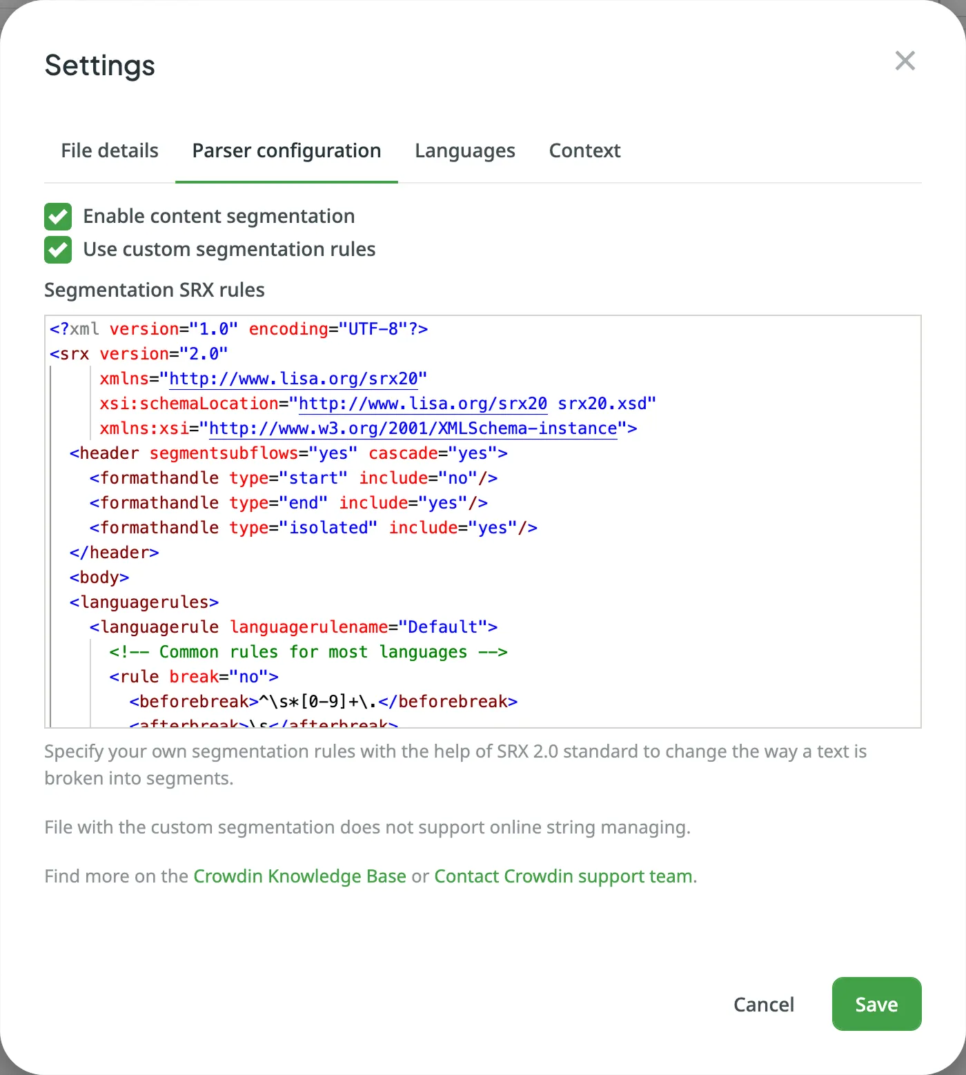 File Parser Configuration